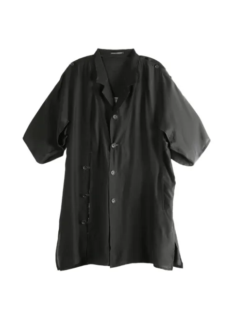 Yohji Yamamoto graphic-print silk shirt Black HKJ73404
