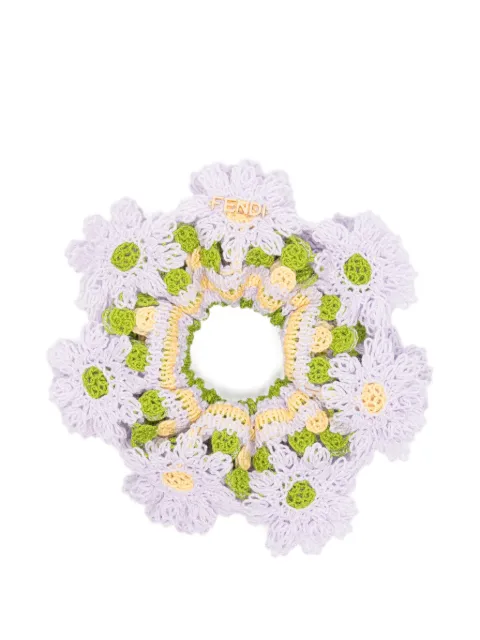 FENDI crochet floral-patch scrunchie Purple FXT159B013
