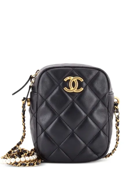 CHANEL Pre-Owned My Perfect Adjustable Chain Crossbody Bag Quilted Lambskin with Pearls Small shoulder bag Black ERFEXNX9G2PCC398