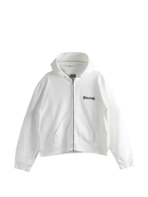 Balenciaga graphic-print zip-up hoodie White 851236TUVD9