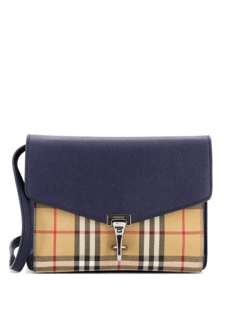 Burberry Pre-Owned Macken Leather and Vintage Check Canvas Small crossbody bag Blue BPPK9WVMEXYHOX8E