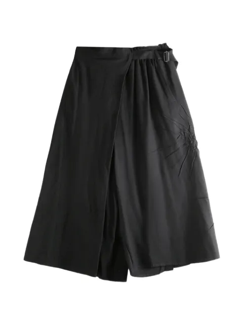 Yohji Yamamoto wrap-design sunburst-pleat skirt Black FKP80203