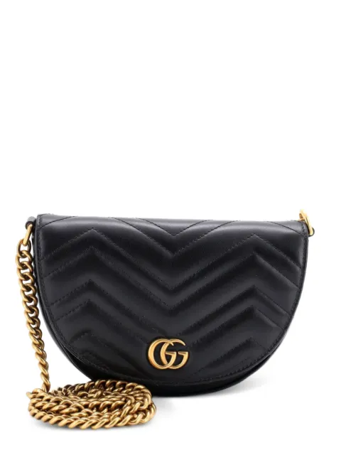 Gucci Pre-Owned GG Marmont Half Moon Flap Matelasse Leather Mini crossbody bag Black 9VXCZ4QUTGGN2UPE