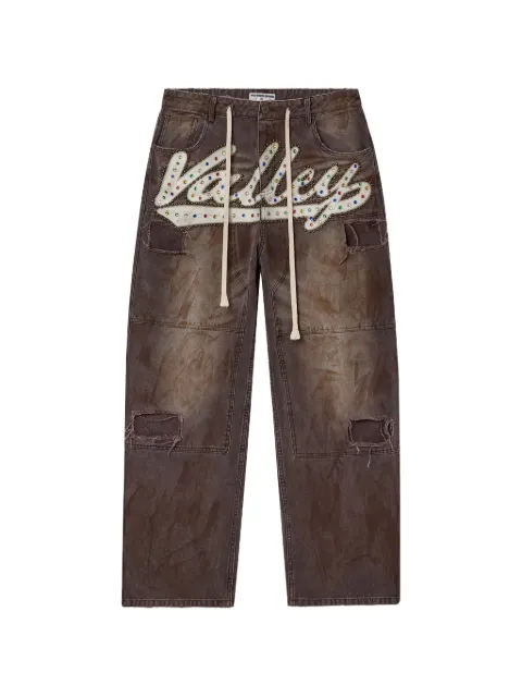 Vale logo-detail painters jeans Brown VAL102