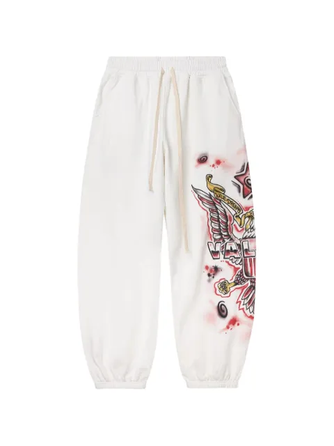 Vale Flag printed track pants Neutrals VAL125