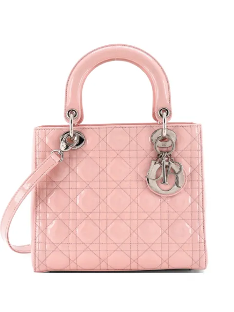 Christian Dior Pre-Owned Lady Dior NM Bag Cannage Quilt Patent Medium satchel Pink S7EFKDQNKMCUGHWH