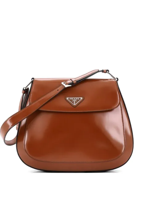 Prada Pre-Owned Cleo Flap Spazzolato Leather Large shoulder bag Brown ZG1K5DQKL1LLLCV4