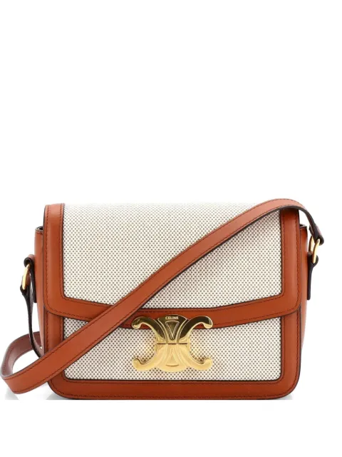 Celine Pre-Owned Triomphe Shoulder Bag Canvas with Leather Teen crossbody bag Neutrals YSA4Y3MGSL2W9H8G