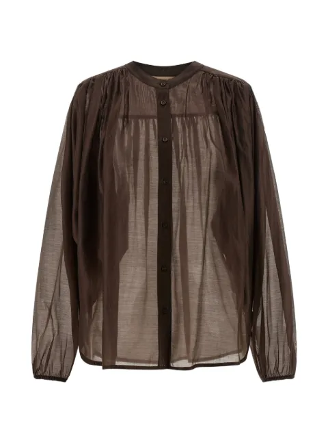 TWINSET semi-transparent puff-sleeve shirt Brown 261TF2040