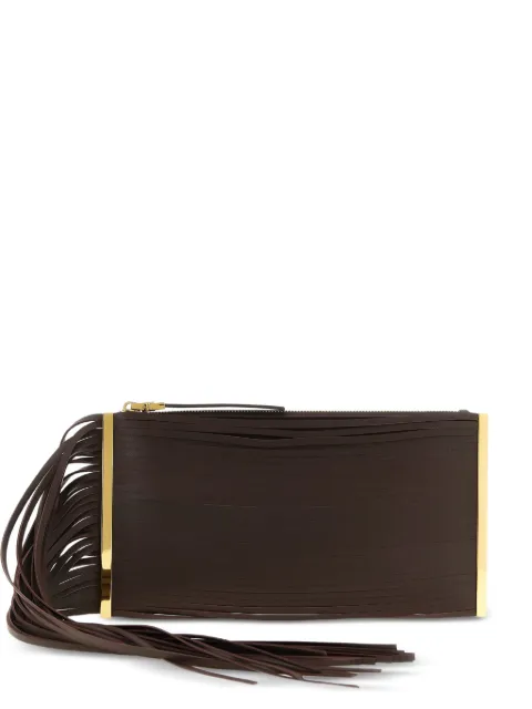 Elisabetta Franchi fringed leather clutch bag Brown BS05N62E2