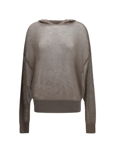Rick Owens hooded knitwear Brown RO01F6660RIBWSL