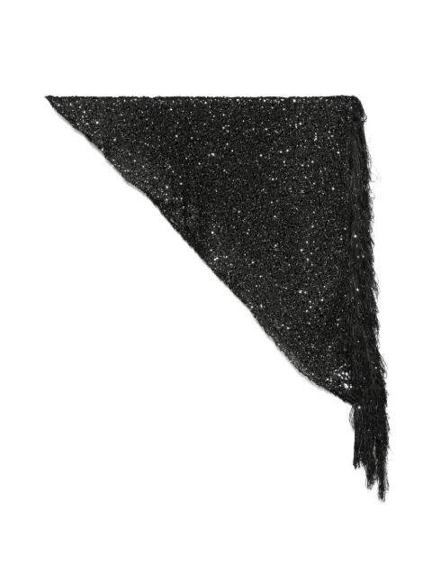 SIMONA CORSELLINI embellished fringed scarf Black P26CPSLO0301