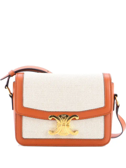Celine Pre-Owned Triomphe Shoulder Bag Canvas with Leather Teen crossbody bag Brown O742K84849TJOLSP