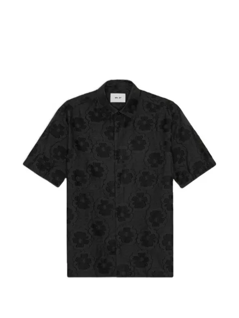 NN07 striped floral short sleeve shirt Black 2610000064999