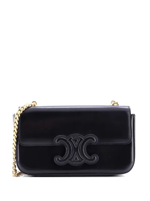 Celine Pre-Owned Triomphe Chain Leather Small shoulder bag Black 9JXNZH82WRUPU6YT