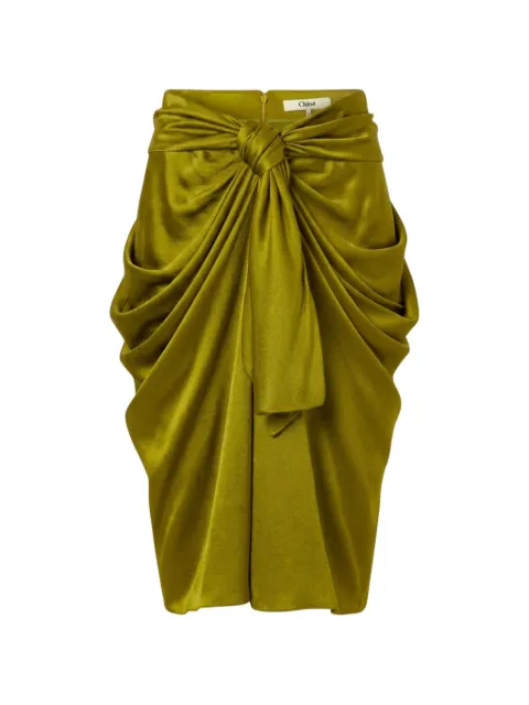 Chloé knotted draped midi skirt Green 26UJU01130