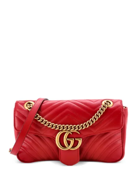 Gucci Pre-Owned GG Marmont Flap Bag Matelasse Leather Medium shoulder bag Red GC9EK0LPG1GU957T