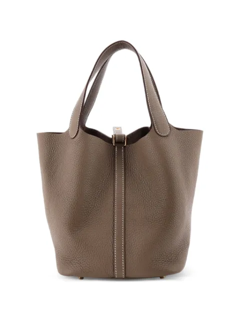 Hermès Pre-Owned Picotin Lock Bag Clemence MM bucket bag Grey LK2IAGRYD03KMJC5