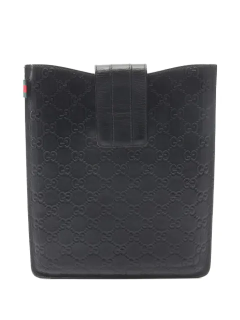 Gucci Pre-Owned 2010s Sima embossed leather tablet case Black 1054399