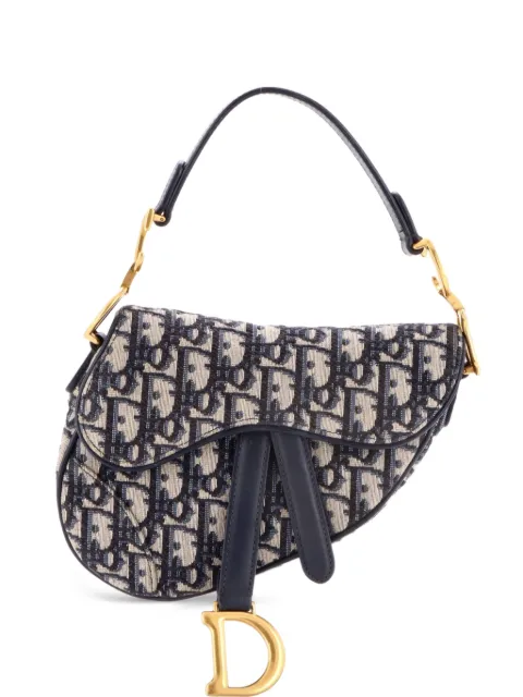 Christian Dior Pre-Owned Saddle Handbag Oblique Canvas Mini shoulder bag Blue H1JS2DJTHMOZ25Q6