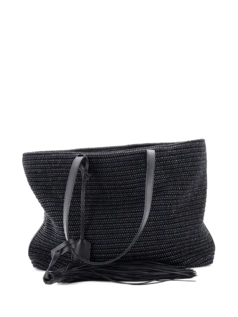 Saint Laurent Pre-Owned Shopper Woven Raffia East West tote bag Black 2JWNEQBCNSR8BR12