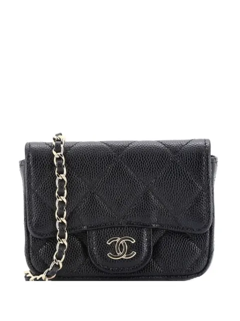 CHANEL Pre-Owned Classic Flap Chain Quilted Caviar Mini belt bag Black 13RT2CZ4MIA57RCP