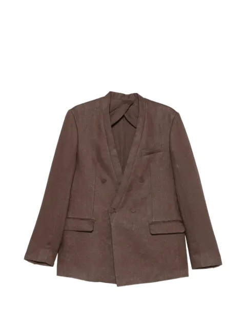 MARSEM double-breasted collarless blazer Brown G085FSS26T003060
