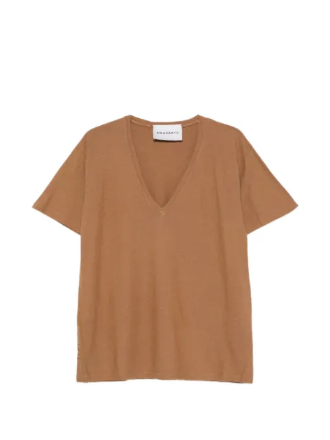 AMARÁNTO V-neck short-sleeve T-shirt Brown B6AB0066ABU62M