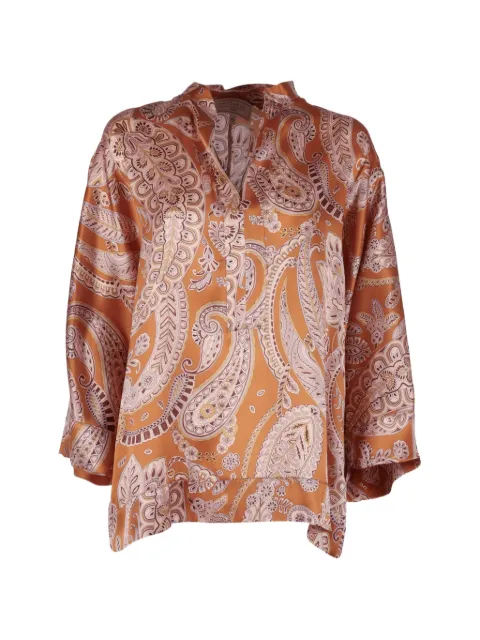 Antonelli paisley-pattern silk blouse Orange DEREKQ1948296C