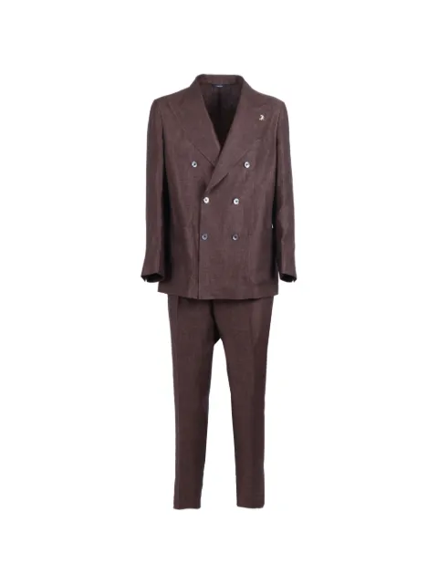 Tombolini Zero Gravity double-breasted linen suit Brown A113EAFE