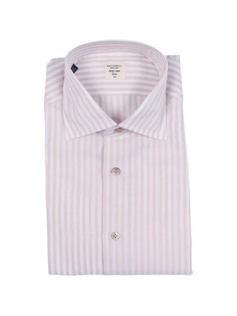 Mazzarelli vertical-stripe slim-fit shirt Neutrals 89W9