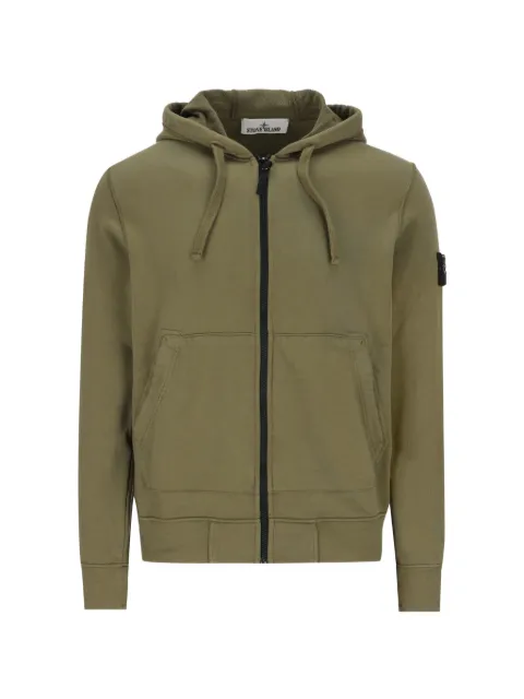 Stone Island 6100061 organic cotton fleece hooded sweatshirt Green L1S156100061S0051