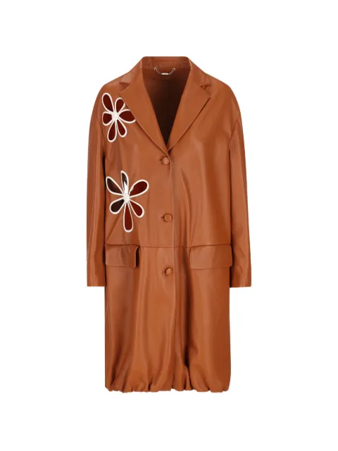 FENDI flower appliqué coat Brown FPS915AW9M