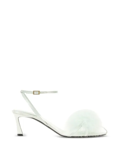 Saint Laurent Mae feather-embellished sandals Green 718301