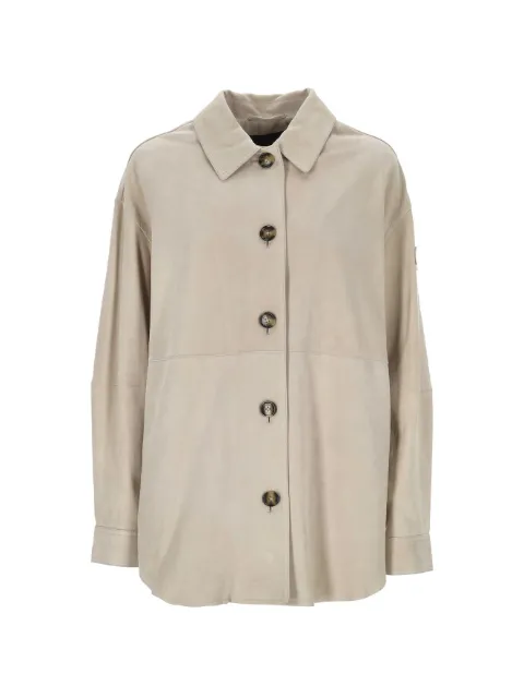 Peuterey Lya long-sleeve leather jacket Neutrals PED556299012407