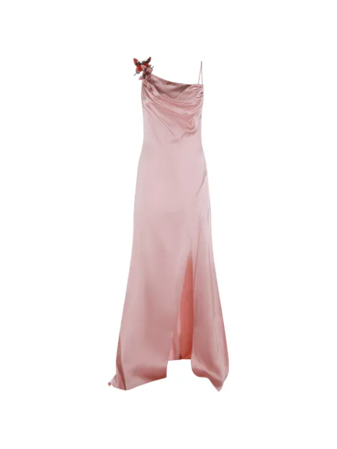Blumarine butterfly appliqué draped gown dress Pink 4A455A