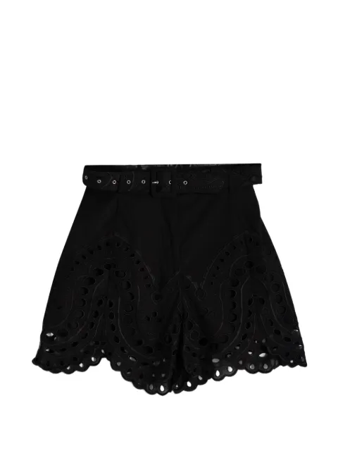 Charo Ruiz Ibiza eyelet-detail belted shorts Black 263500
