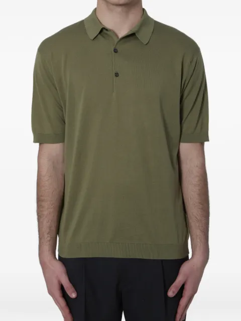 John Smedley buttoned ribbed polo shirt Green ADRIAN