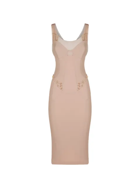 Elisabetta Franchi lightweight jersey and tulle dress with elastic straps Neutrals AB87061E2
