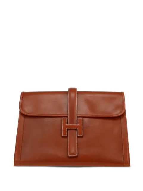 Hermès Pre-Owned large Jige leather pouch Brown 424423