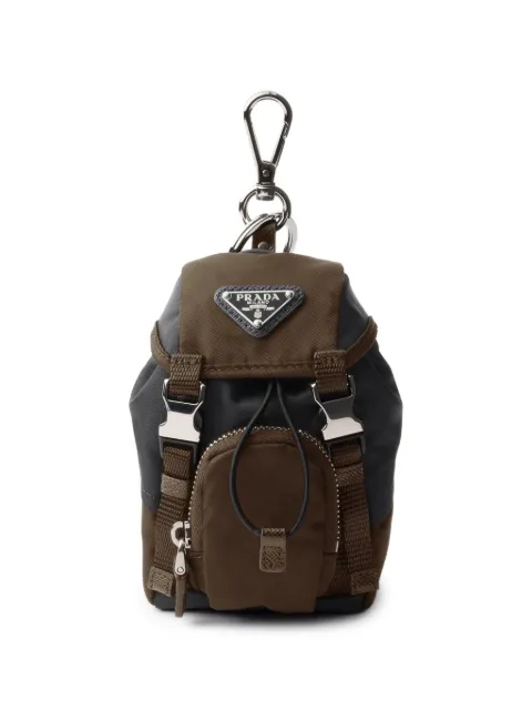 Prada mini Icon Re-Nylon keyring charm Brown 2TT0612DEY