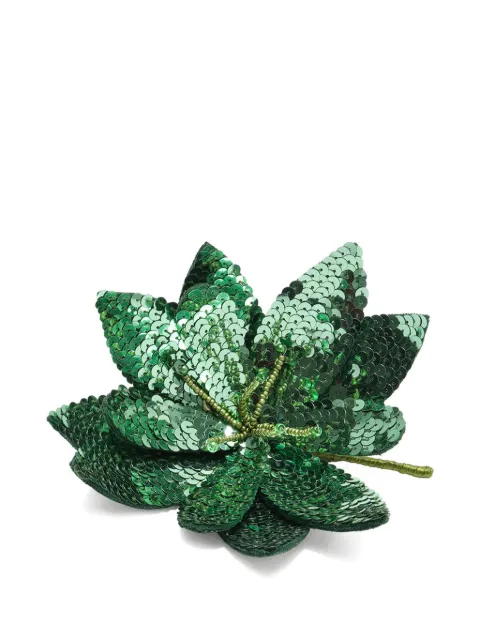 MALIPARMI sequin-embellished flower brooch Green TS01279127960131