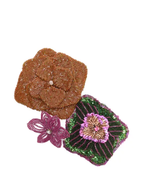 MALIPARMI floral beaded brooch set Brown TS01259901540C99
