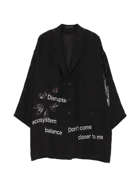 Yohji Yamamoto buttoned patterned silk jacket Black HKJ2780601