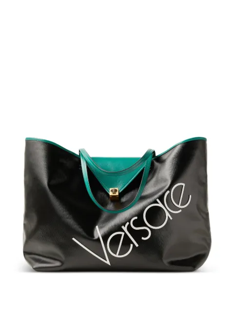Versace Severine large coated canvas tote Black 10241041A18576