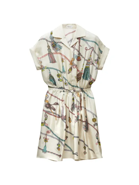 Versace printed silk twill mini dress Neutrals 10254981A18643