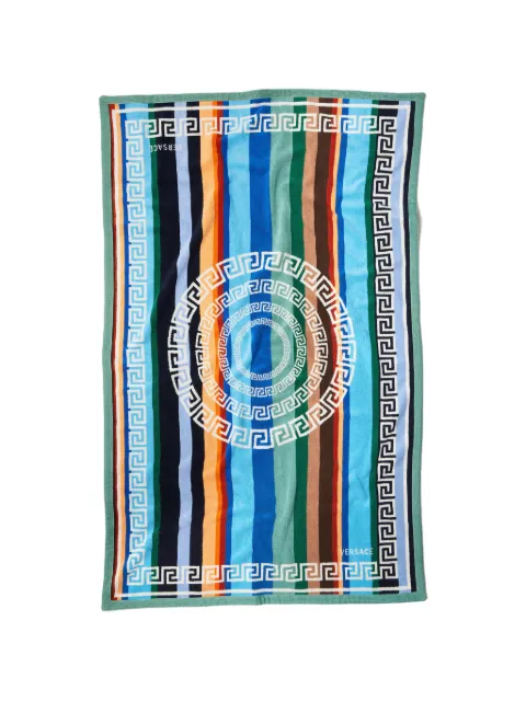 Versace Home striped cotton-terry jacquard bath towel Blue 10253631A18366