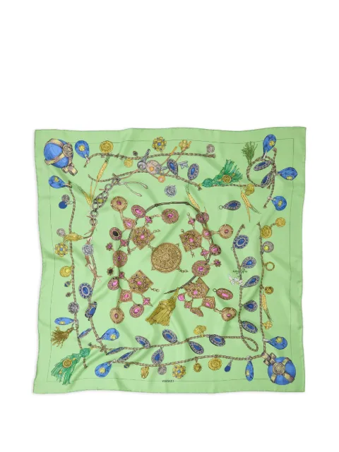 Versace printed silk twill scarf 90 cm Green 10016001A18820