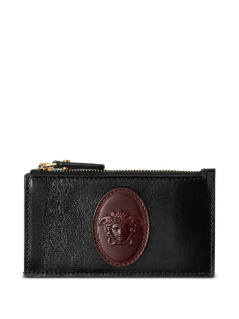 Versace Roomy leather zip card holder Brown 10241911A18566
