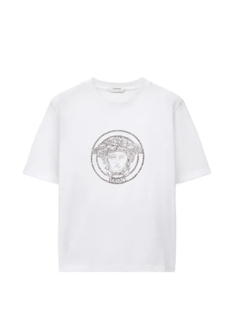 Versace embroidered cotton-jersey T-shirt White 10262201A18773
